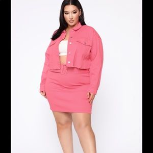Fashion Nova Two Piece Pink Jean Set